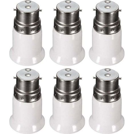 Adattatore da B22 a E27 per lampadine a LED, AC 230V, adattatori di conversione da B22 a E27, attacco a baionetta a vite, confezione da 6 - Adattatore per base lampadina RW. (1/4)