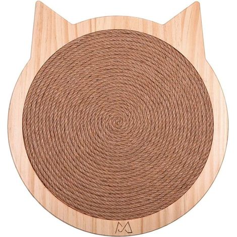 Tapis à gratter en Forme de Chat pour Chats Chatons Planche à gratter en Sisal Mural avec Ventouse Forte Meubles de Jouet de Chat en Bois Massif