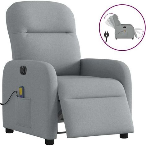 Fauteuil de massage électrique inclinable en tissu gris clair (1/5)
