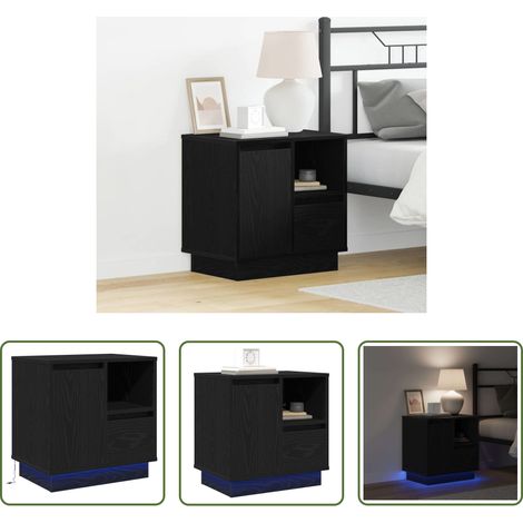 vidaXL USB-Licht - Nachttisch Schwarz Eichen-Optik 50 x 34,5 x 50 cm Holzwerkstoff (1/5)