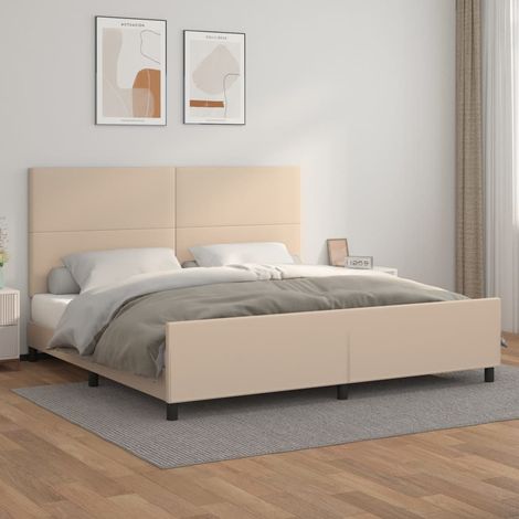 Cadre De Lit Moderne: King Size - avec tête de lit - Lit Double - Cappuccino 200x200 cm Similicuir Chic-990809 (1/5)