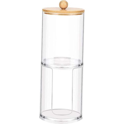Boîte de rangement double couche pour cotons-tiges, pot de rangement pour accessoires de maquillage, distributeur de cotons-tiges. (1/4)