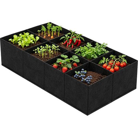 1 sac culture tissu épais plantes 120 x 60 x 30 cm 8 grilles Sac plantation non tissé respirant Conteneurs culture légumes fleurs (1/4)