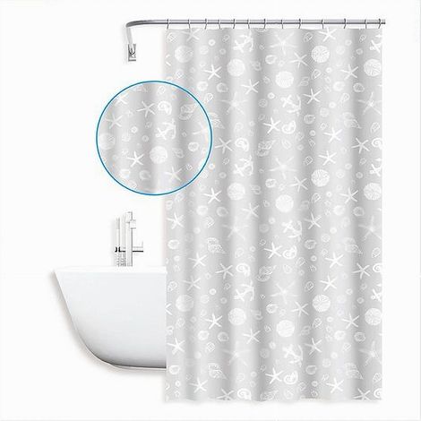 Cleafe - Tenda Per Doccia Vasca Bagno Design Stile Marino 180x200 Cm Con 12 Anelli 87587 - (1/4)