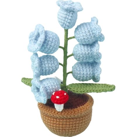 Ornements uniques faits main au crochet, style vallée, pour plantes en pot, avec LED (1/5)