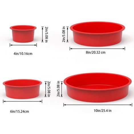 Gâteau Tins moule en silicone ronde Non Stick Pan Plateau de cuisson MULTIFORMAT 4 6 8 10 pouces (1/4)