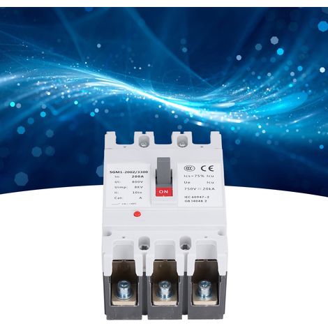 Disjoncteur triphasé 750 V CC à boîtier moulé (MCCB), interrupteur principal pour panneau solaire, interrupteur de protection de batterie 200 A, sectionneur pour surcharge. (1/5)