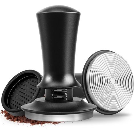 Presse à café 51 mm, tasseur à café en acier inoxydable noir calibré, tampon à café amovible pour les amateurs de café (1/5)