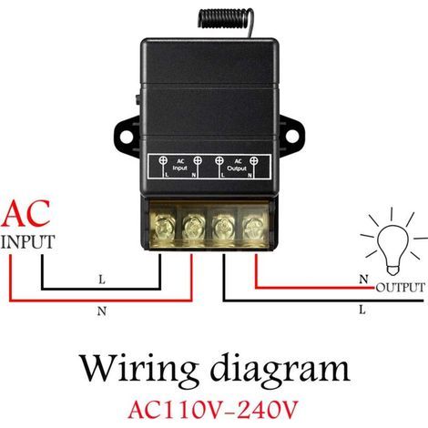 Commutateur de relais sans fil, commutateur RF sans fil de relais de 328 pieds 220V/230V/240V/40A pour appareils ménagers, pompes, plafonniers et équipements (commutateur à distance noir) (1/4)