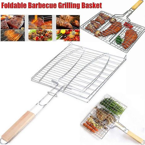 Panier à griller pliable pour barbecue, filet à steak, poisson et légumes (1/5)