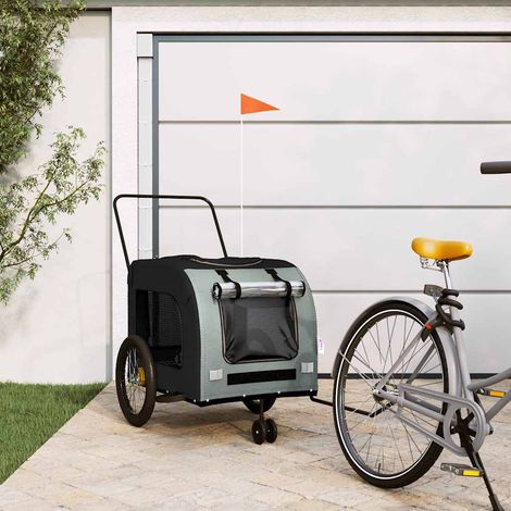 Pet Bike Trailer Black and Grey Oxford Fabric and Iron vidaXL