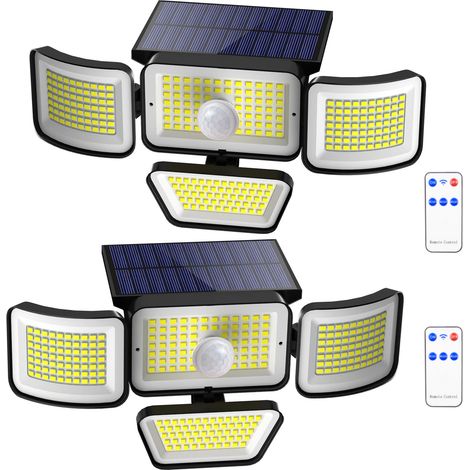 lampes solaires extérieures avec détecteur de mouvement lampe sécurité solaire à têtes rotative ° étanche adaptée aux cours 2 pcs 4 270 IP65 (1/5)