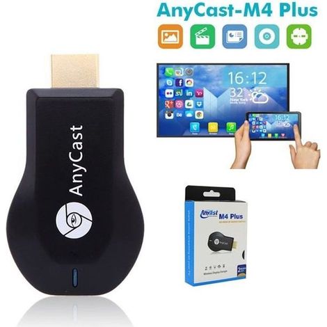 Anycast M4plus Chromecast 2 miroir multiples TV bâton Chromecast 2 Adaptateur Mini PC Android Chrome Coulé HDMI WiFi Dongle-Ywey