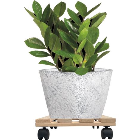 1x Rolluntersetzer eckig Pflanzenroller 30x30 cm - max. 120 kg Traglast - aus Buchenholz - Stabil & robust - Für Pflanztöpfe, Möbel & schwere Gegenstände (1/5)