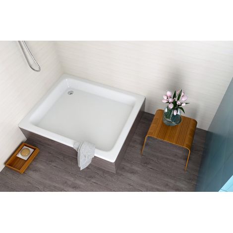 ECOLAM Receveur de Douche Grawello Rectangle 120x90 x26 cm, Profondeur 12 cm, Base polystyrène Acrylique Blanc + Siphon (1/5)