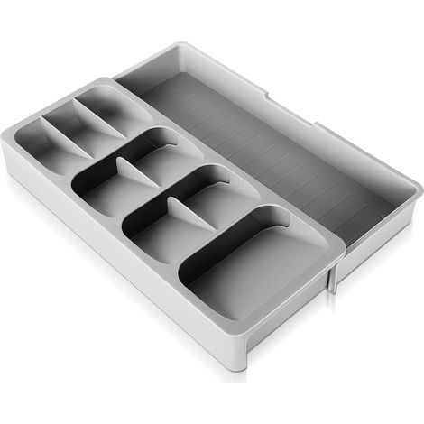 Organisateur Couverts Tiroir - Range Couverts Extensible 9 Compartiments, Plateau en Plastique pour Rangement Optimisé (1/5)