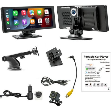 Autoradio Bluetooth sans fil - Moniteur écran tactile rétractable 10.26" - Universel - moniteur voiture Portable - Caméra 12lumières (1/5)