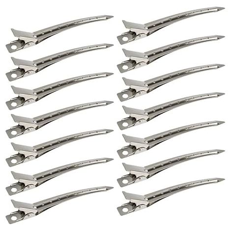Lot de 24 pinces à bec de canard, pinces crocodiles métalliques de 8,5 cm (3,35 pouces), argentées (1/5)