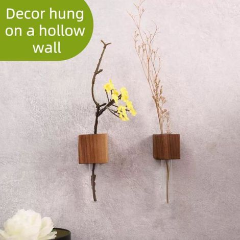 Lot de 6 Vases Muraux Magnétiques en Verre et Bois - Décoration Intérieur Cuisine Bureau (1/4)