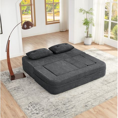 Divano modulare letto senza montaggio, tessuto grigio scuro, 199 x 194 x 39 cm, OKWISH (1/5)