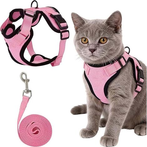 Cat Harness, XS Dog Cat Harness, Reflective Adjustable Lead, Breathable Vest Rabbit Maine Coon Persian (1/3)