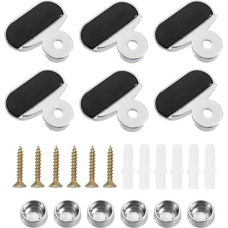 Lot de 4 clips de fixation pour miroir de 3 à 5 mm d'épaisseur, en alliage de zinc, pour miroir et verre de 6 à 7 mm d'épaisseur, ovales (1/4)