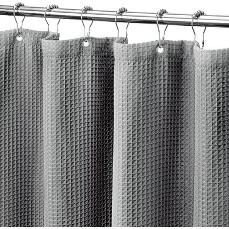 Rideau de douche gris pour salle de bain, tissu gaufré de luxe 230, très résistant, 80 x 180 (1/5)