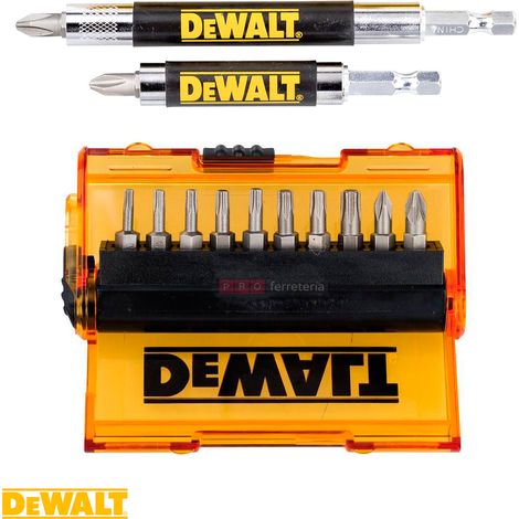 Estuche con puntas para atornillar y dos porta puntas magnéticas Dewalt DT71570, 14pc