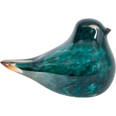 Presse papier oiseau verre bleu océan 13x8x9cm (1/3)