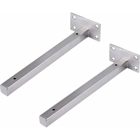 30cm Supports éTagèRe Flottants, Monté éTagèRe, Equerre Industrielle Etagere Murale Fixation Invisible Supports Vintage Equerre Murale Equerre Metallique Bricolage Argent avec Vis (2 PièCes) (1/4)