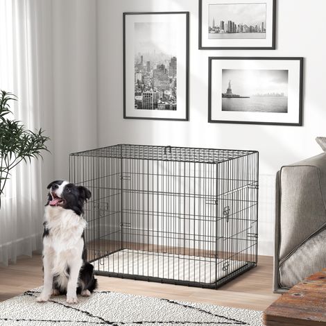 Trasportino pieghevole per cani con maniglia, vassoio rimovibile, cuscino incluso, 91 x 62 x 68 cm, nero