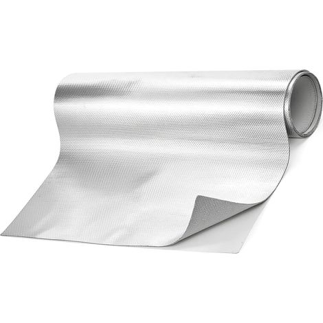 Tapis de protection thermique aluminisé, 60 x 300 cm, film de protection contre la chaleur, autocollant, film isolant, chauffage, dos adhésif, feuille d'aluminium et fibre de verre pour tuyau (1/5)