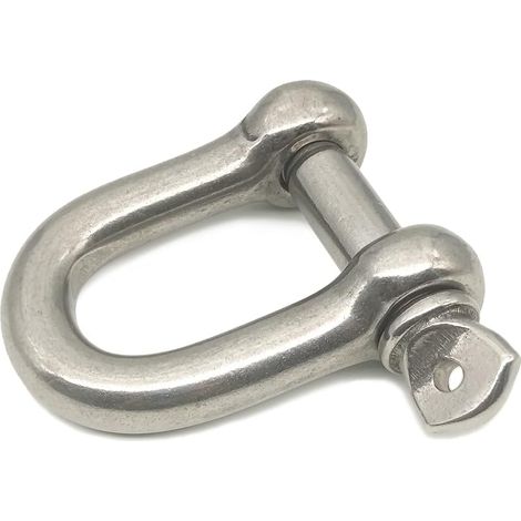 Cadenas à manille en D - M16/1,6 cm - Anneau en D en acier inoxydable 304 pour construction robuste, gréement, récupération de véhicule, remorquage, arrimage, suspension - 1 pièce (1/5)