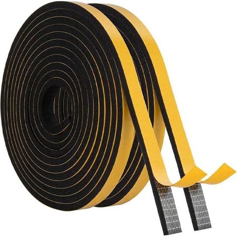 HOXILEELEORouleaux Joint Fenêtre Isolation Joint Mousse Adhésif (6mmx 3mm) x 10m Joint Caoutchouc pour Calfeutrage et Protection Meuble, J (1/4)