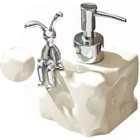 Großer Keramik-Shampoospender mit Pumpe, kleine weiße Badezimmerdekoration (1/5)