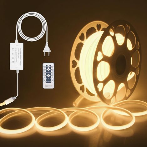 Bandes à LED de COB 230 V Blanc Chaud 3000K Flexible, 20m COB Bandes Lumineuses avec Télécommande RF pour L'éclairage de L'amélioration de la maison (1/5)