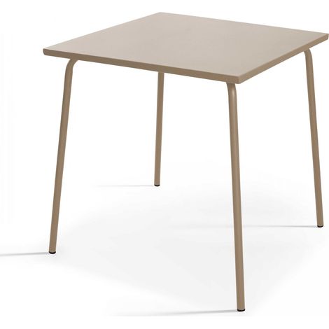 Table de jardin carrée en métal taupe - Palavas (1/5)
