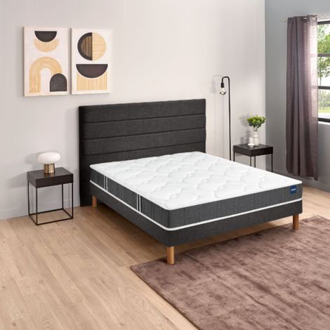 Ensemble sommier et matelas 80x200 cm mousse ferme Bultex Essential Gris (1/5)