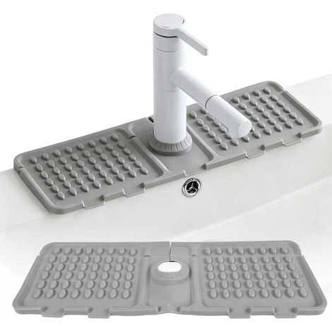 Tapis de Robinet en Silicone, Protection Anti-Éclaboussures pour Évier de Cuisine, Plateau Anti-Gouttes et Tampon de Séchage pour Comptoir de Cuisine et Salle de Bain (1/5)