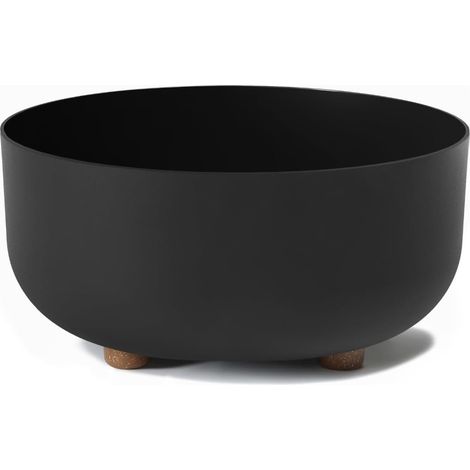 Pot de Fleurs Rond sur Pieds - Plastique Robuste - Ø 30 cm x H 14,4 cm, 7,7 L - Résistant et Facile d'entretien - Intérieur et Extérieur - Noir (1/5)