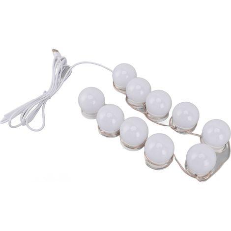 LED-Schminktischleuchte mit 10 dimmbaren Glühbirnen, Farbe und Helligkeit über USB einstellbar, ideal für Schminktisch, Ankleidezimmer oder Badezimmer. (1/5)