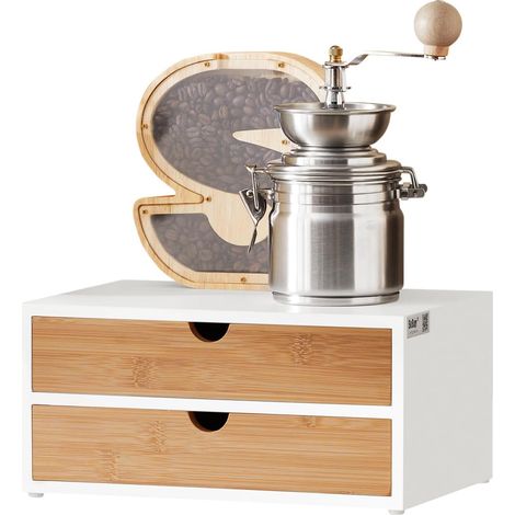 [JAMAIS UTILISE] Sobuy – Tiroir de rangement à 2 étages en bambou et MDF – Dimensions L30 x D20 x H14 cm – Charge maximale 20 kg – Organisateur de bureau