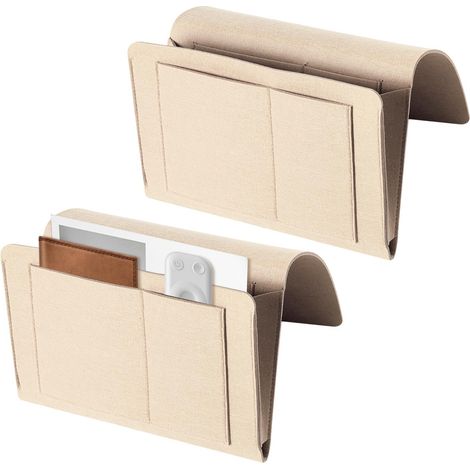 Juego de dos bolsas de almacenamiento para mesita de noche - Beige 32 x 20 cm