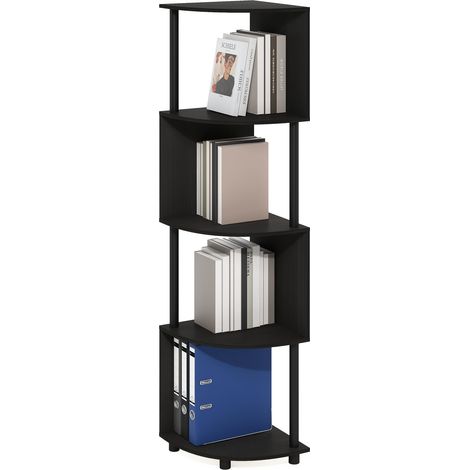 Étagère d'angle, Bibliothèque d'angle À 4 Niveaux, Rangement en Zigzag, Présentoir Étagère À Livres, Rangement, Salon/Bureau, Expresso (1/5)