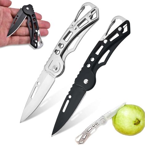 Karambit, Noir et Argent Couteau Pliant,(Lame 6,5cm /Ouvert 14cm/ Fermé 9cm)-Porte-Clés, Petit,Mini,Couteau De Poche,Camping,Randonnée,Pique Nique (1/5)