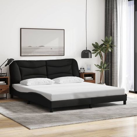 Cadre de lit sans matelas-Structure de lit Hvar noir 180x200 cm tissu (1/5)