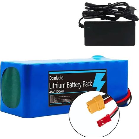 Batterie Lithium-ion, Capacité 100Ah, Tension 48V, XT60-JST-chargeur (1/2)