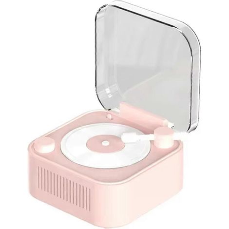 Platine vinyle vintage, enceinte Bluetooth sans fil, longue autonomie, rose (1/5)