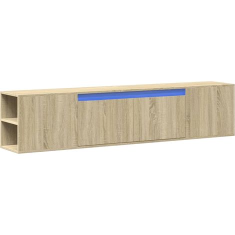 Mobile TV multimediale scaffale per televisione televisione buffet sala da pranzo soggiorno camera da letto a parete con LED rovere Sonoma 180 x 31 x 39,5 cm marrone 020027828