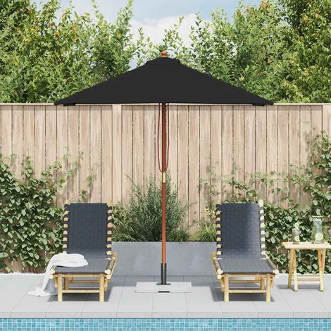 Parasol d'extérieur, Parasol pour Balcon Jardin Plage Terrasse, avec mât en bois Noir 150x200 cm OIB1736E (1/3)